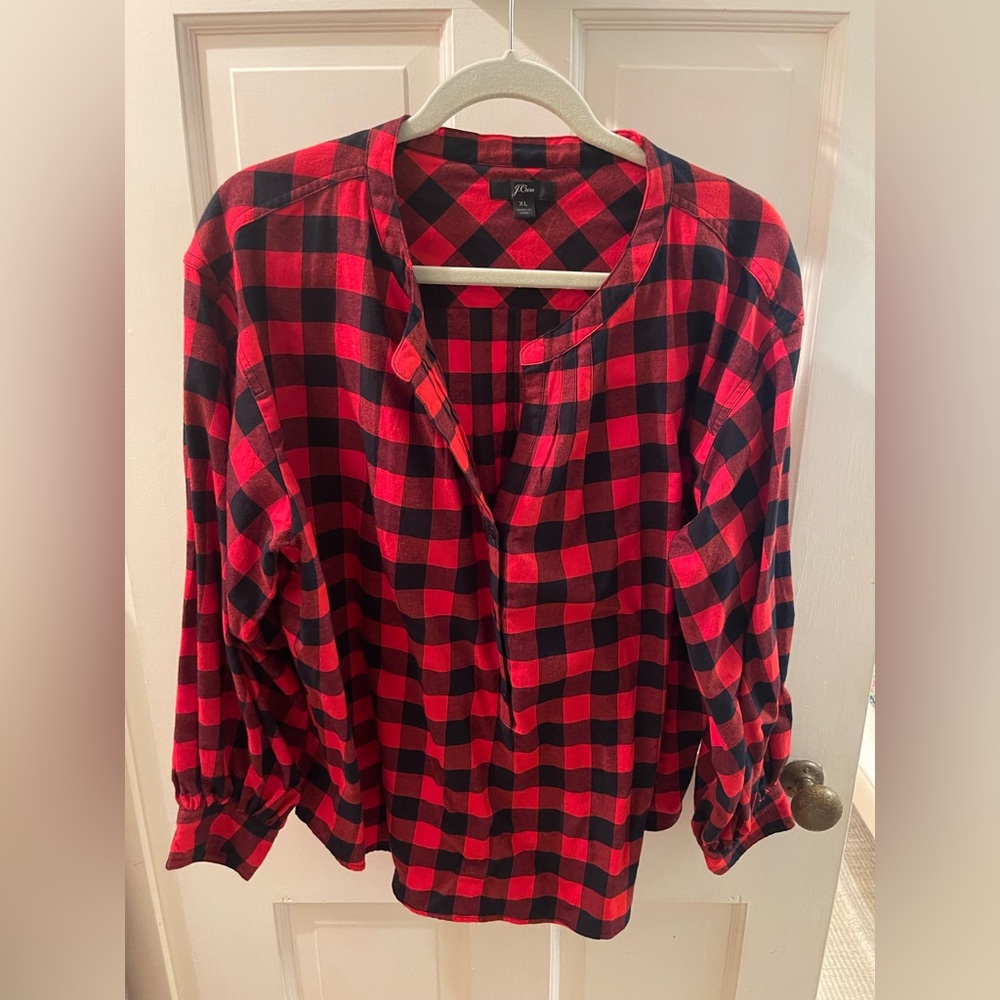 J. Crew Red and Black Checkered Shirt
